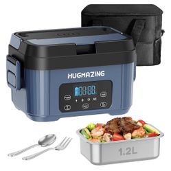 Rechargeable Self-Heating Food Warmer with 1.2L SS Container, Battery-Powered Heated Lunch Box