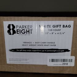  72 White Gift Bags- 10" H x 8"  W x 4.75" L.