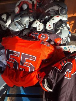 Football Jerseys, shoulder pads,for small/medium/large person..also Shields.