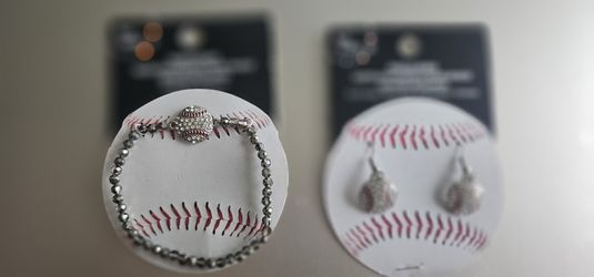 Baseball Bling Bracelet And Earrings