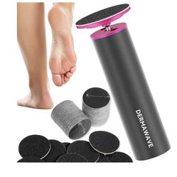 DERMAWAVE Electric Foot File, Callus Remover for Feet, Professional Pedicure Tool with 60 Sandpaper Discs for Men & Women