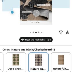 Lahome Colette Checkered Easy Jute Carpet, Washable 8x10 Rugs for Living Room Outdoor Patio Rugs, Farmhouse Neutral Non Slip Stain Resistance Floor Ca