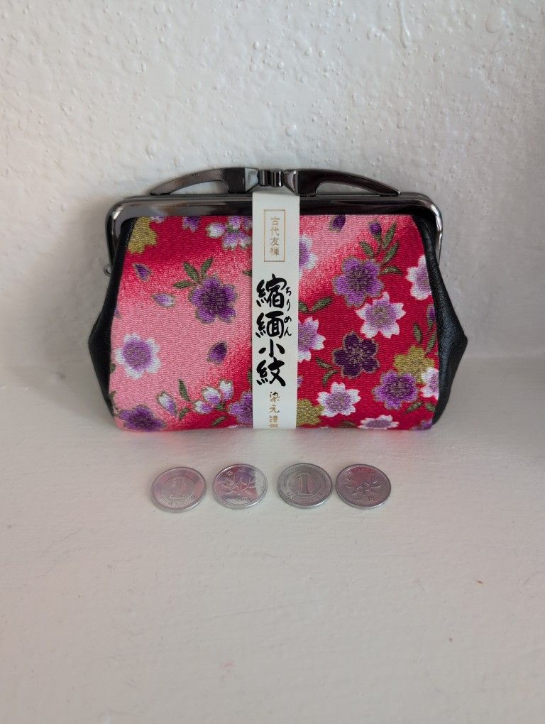 Japanese Red Sakura Cherry Blossom Print Coin Purse