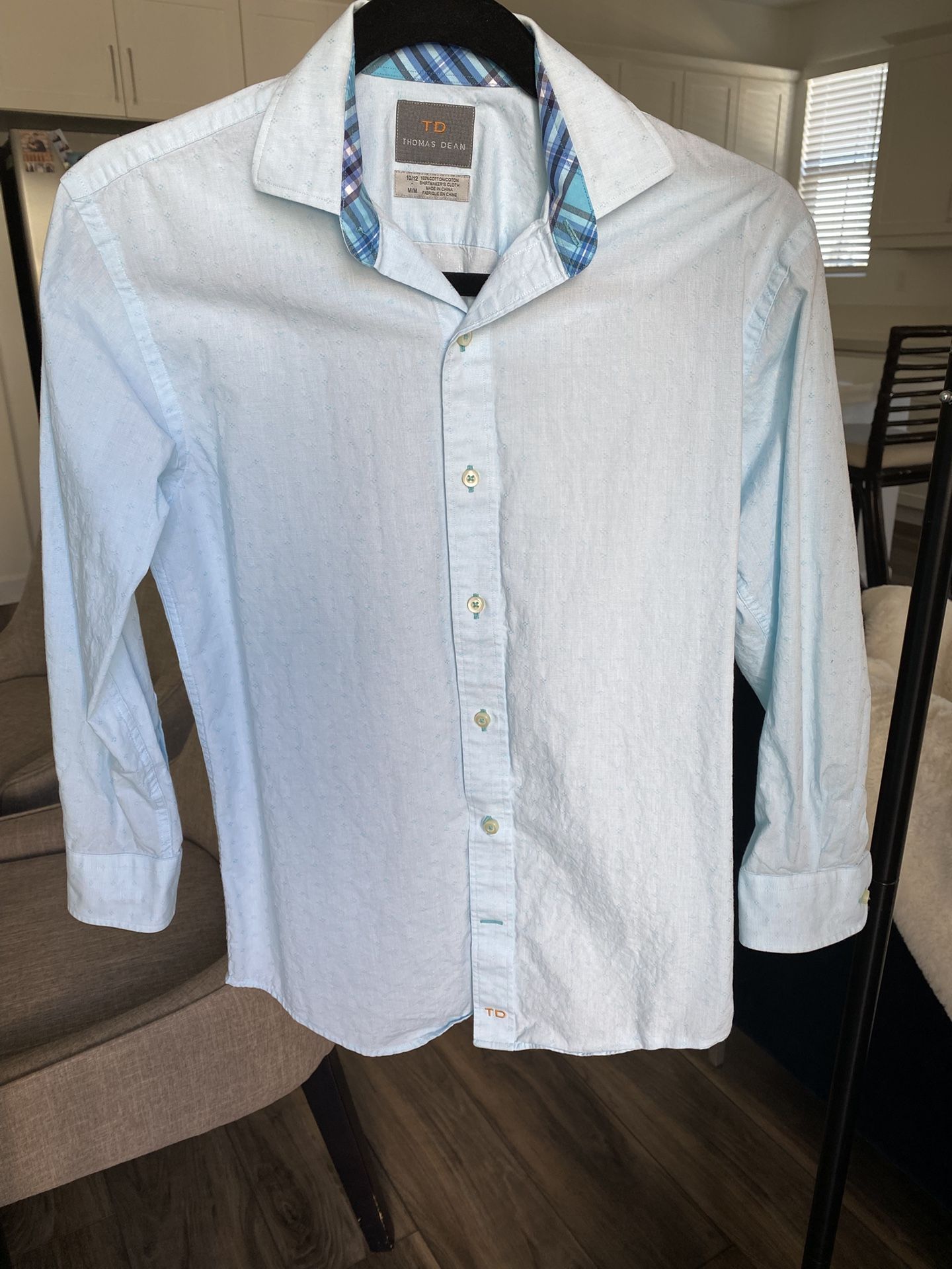 Boys Light Turquoise Dress Shirt Size 10/12