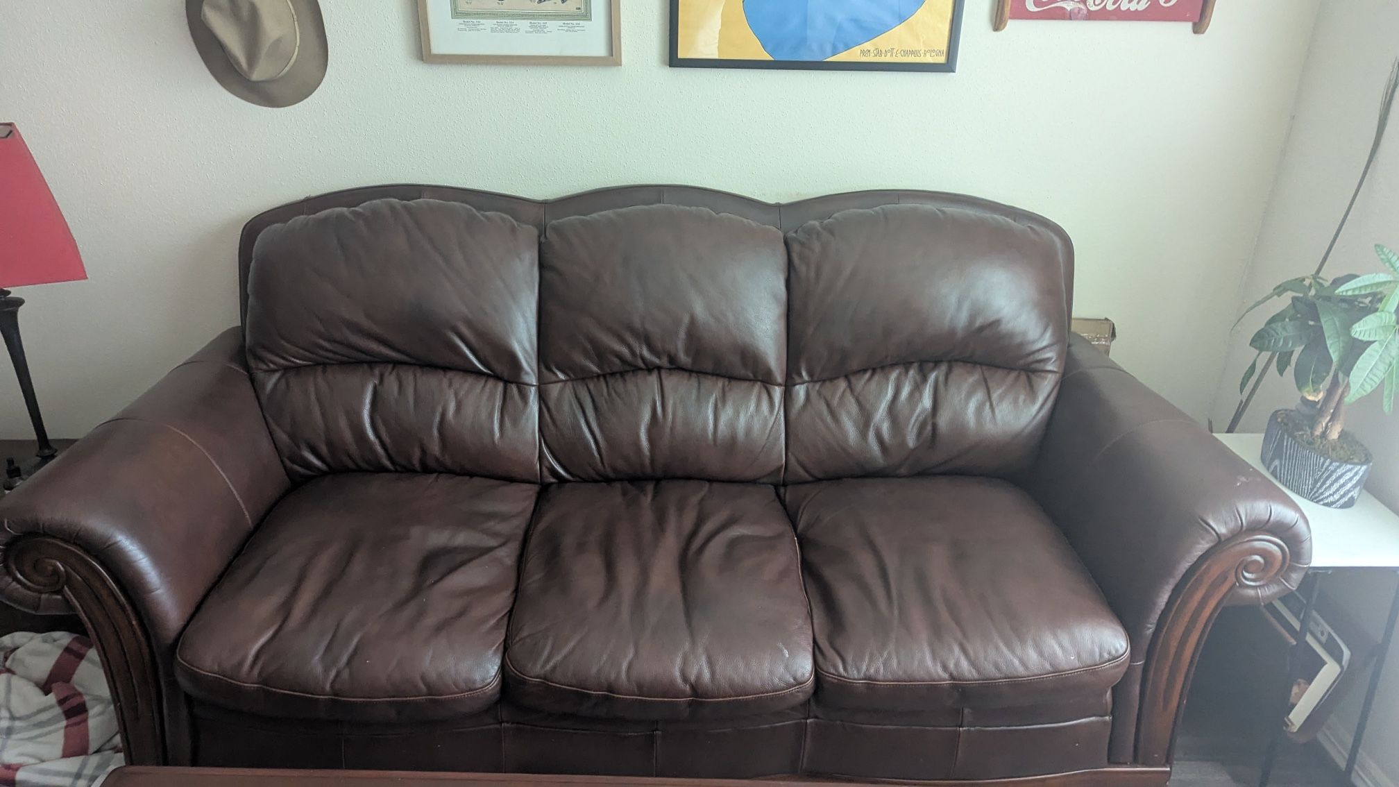 2 Leather Sofas + Recliner