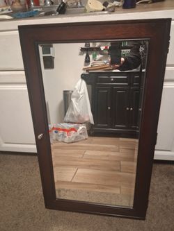 Dark Wood Mirrored Medicine Cabinet