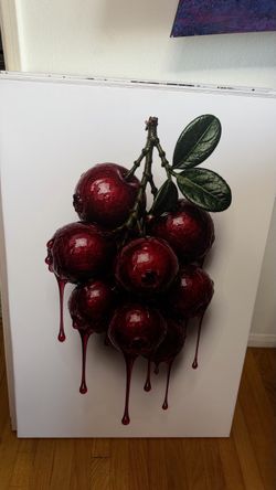 Arman Izadi limited edition cherry canvas, 36 by 24.
