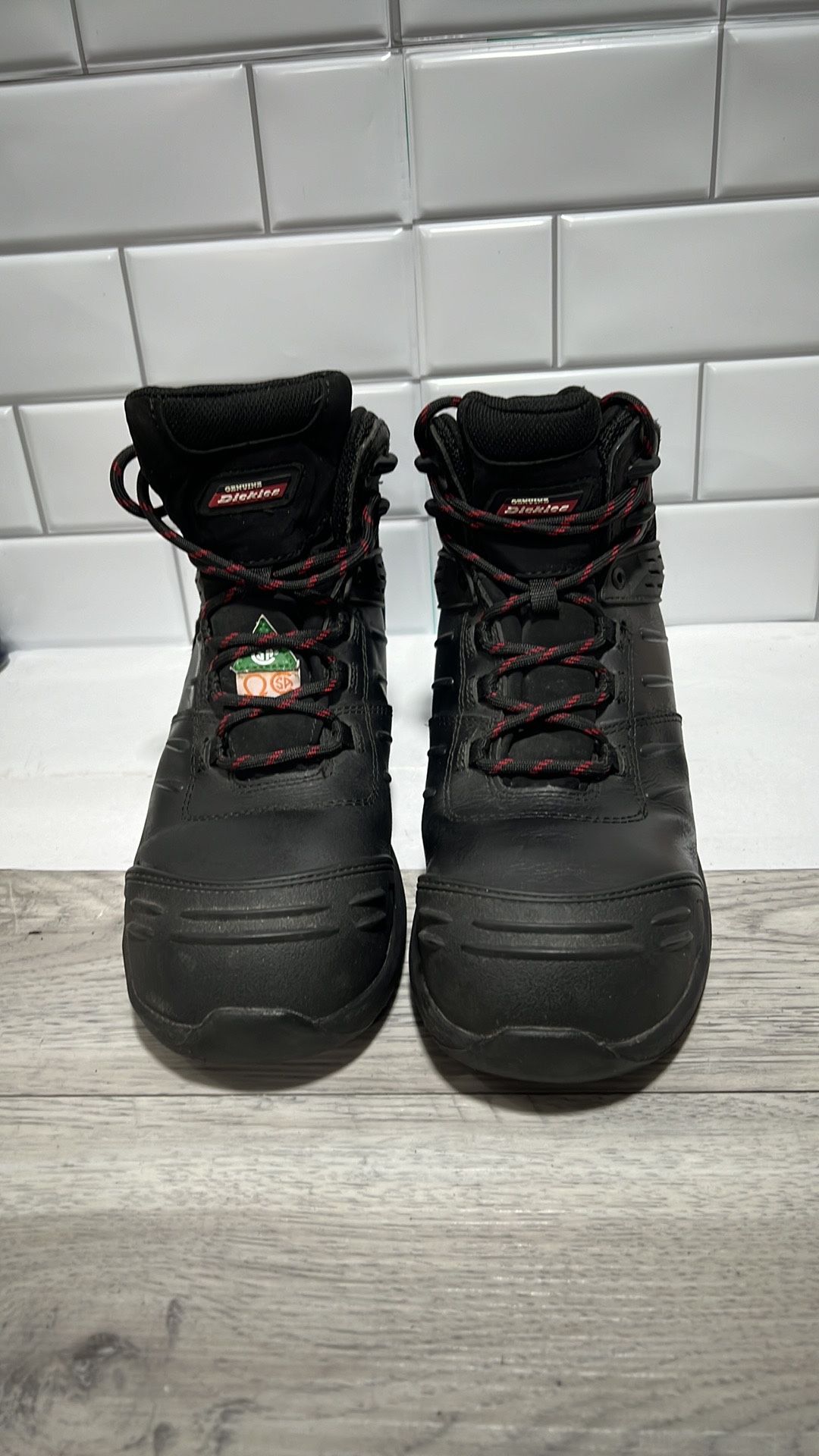 Dickies Men's Mid-Cut Prince Leather Work Boots steel toe  safety Black Size 10