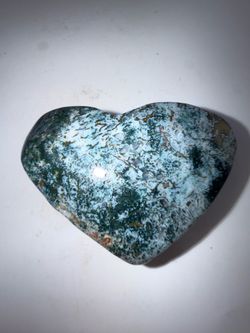 Natural Moss Agate  Crystal Heart