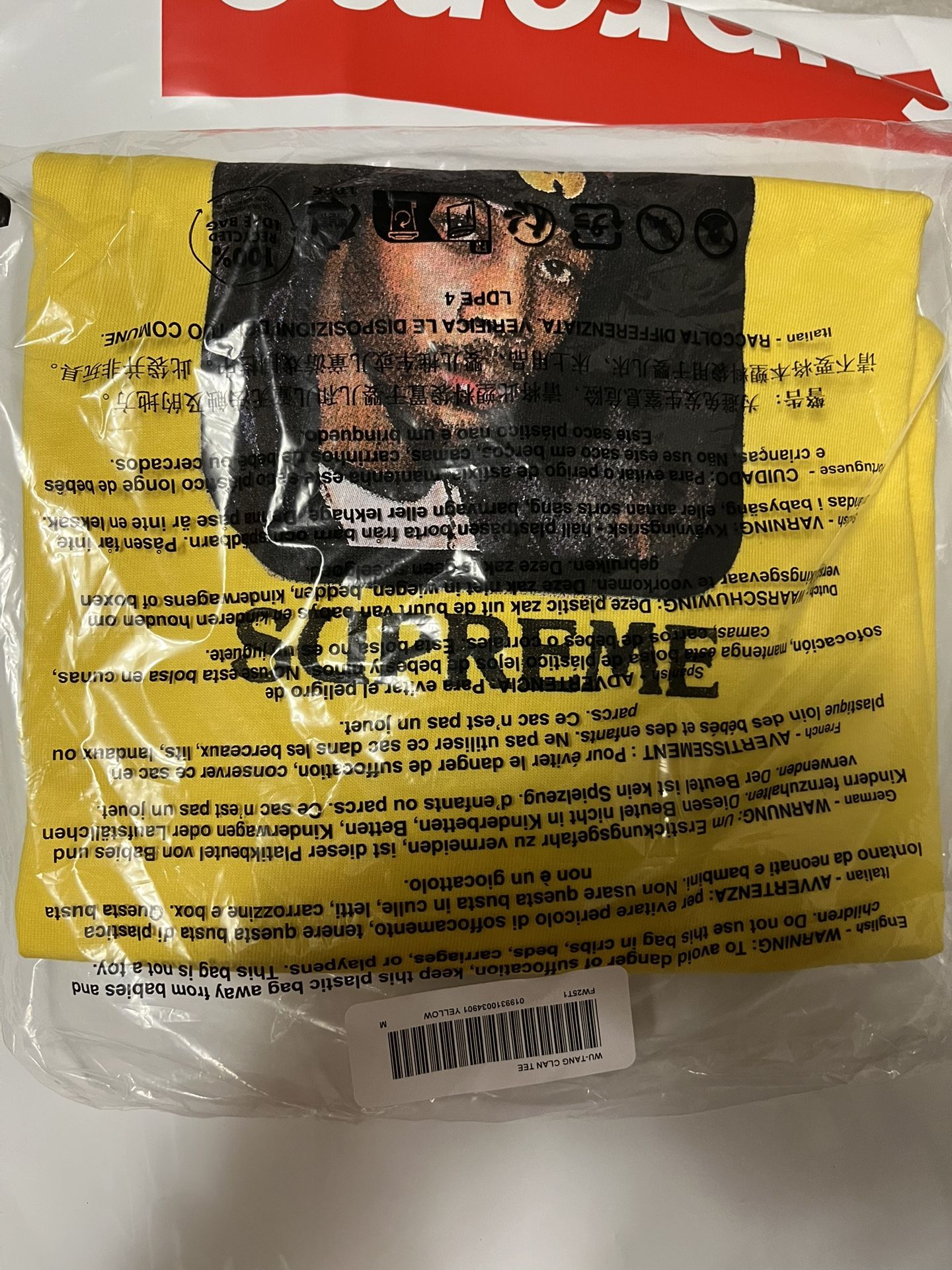 Supreme FW25 Wu Tang Clan RZA Yellow Size Medium T-Shirt SEALED