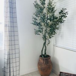 Worth Garden 7ft Artificial Olive Tree, Realistic Fake Plant, Greenery for Home Office Indoor Outdoor Decor