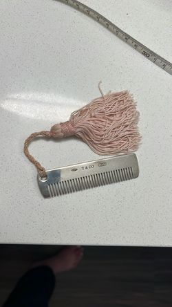 Tiffany & co. Pink tassel silver baby comb