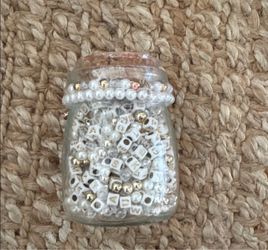 Jewelry, letter beads , Bracelets, Festive jewelry making kit , gold and white beads.