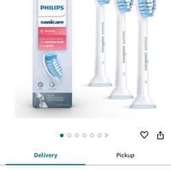 Philips Sonicare Genuine Sensitive Replacement Toothbrush Heads for Sensitive Teeth, 3 Brush Heads, White, HX6053/64