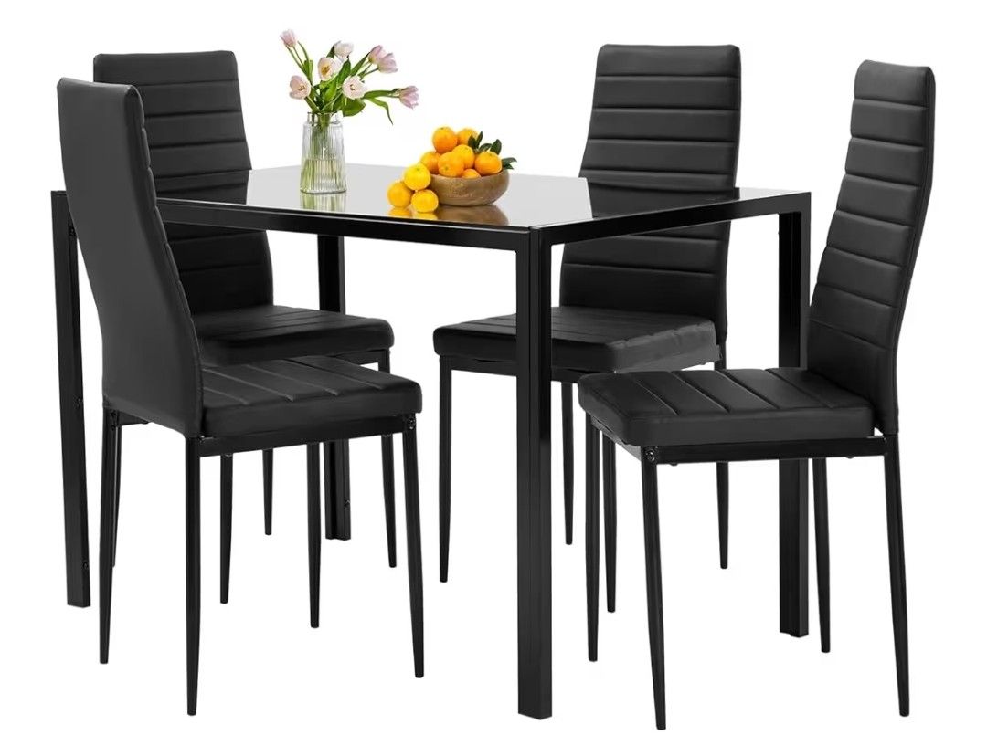 Dining Table Set Glass Dining Room Table Set for Small Spaces Kitchen Table and Chairs for 4 Table