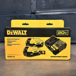 Two DeWalt 20v XR 5Ah Batteries & (1) Charger 