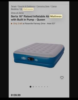 Brand New Sealed Seely Serta Camping Mattress Self Inflate Queen Size 
