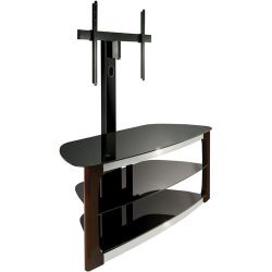 TV Stand with Three Glass Shelves Black