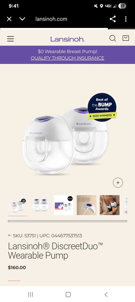 Lansinoh DiscreetDuo Wearable Pump