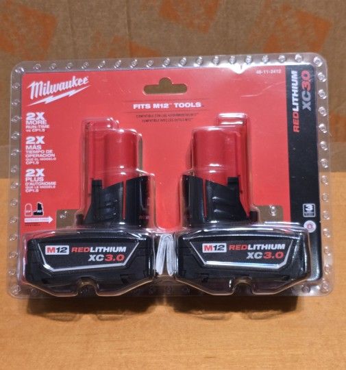 Milwaukee M12 REDLITHIUM XC 3.0Ah 2 pk Batts. No Low Offers/Trades, Pls. Price is Firm Pick up in Burien Yes Available