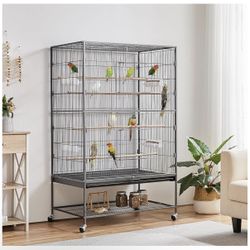 60.5inch Extra Large Bird Cage Metal Parrot Cage Flight Cage for Cockatiels African Grey Quaker Green Cheek Sun Conure Medium Birds Parrots