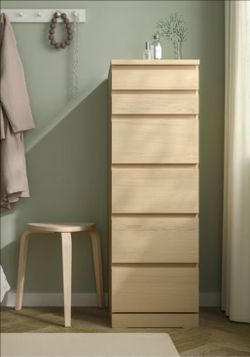 Ikea Malm Narrow Dresser Drawers Oak Effect