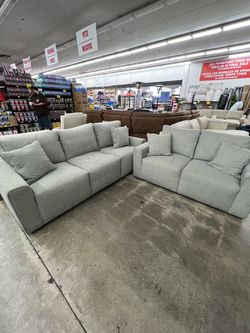 Gray Fabric Sofa and Loveseat Set