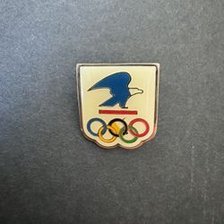 USPS Eagle Olympic Rings Enamel Pin Gold Tone