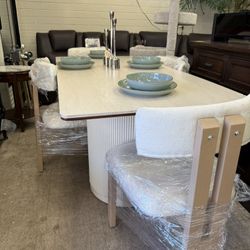Stone Top Dining table W/4 Chairs 