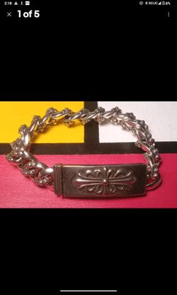 Chrome farts  Hearts bracelet cuban link gothic punk rock biker jewelery .925