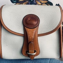 Vintage Dooney & Bourke Tan And Cream Bone Leather Crossbody Bag Authentic