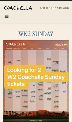 Coachella W2 Sunday wristbands