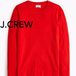 (NEW) (1 AVAILABLE) WOMEN’S J.CREW FACTORY BRIGHT CERISE COTTON TEDDIE SWEATER - SIZE: LARGE