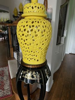 Pair Of Large Reticulated  Ginger Jar 26”x12”