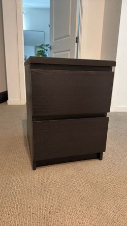 (2) Ikea Malm Black Night stands w/ glass topper