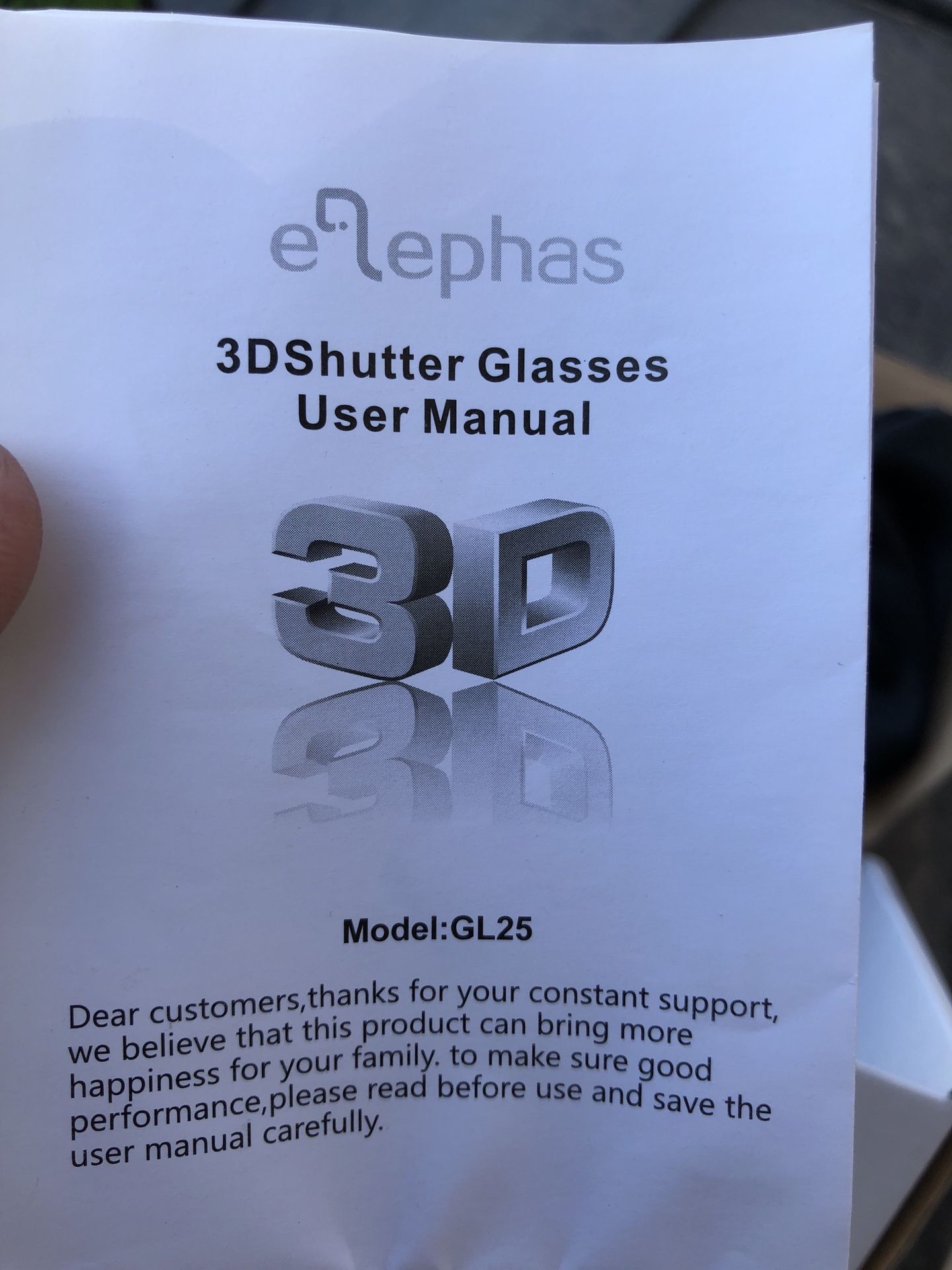 Shutter rechargeable 3D glasses