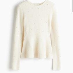 BEAD-EMBELLISHED PEPLUM TOP