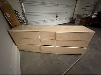 Light Wood 9- Drawer Dresser with bedside table