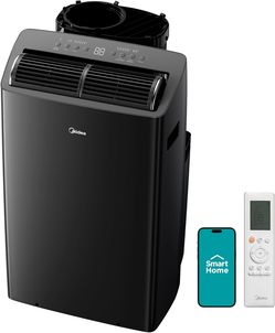 Midea Duo 14,000 BTU (12,000 BTU SACC) High Efficiency Inverter Ultra Quiet Portable Air Conditioner, with Heat up to 550 Sq. Ft., Works with Alexa/Go