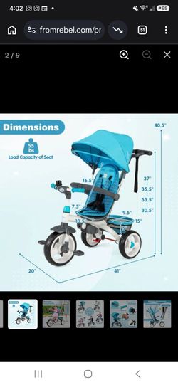 Kids Tricycle with Canopy and Push Handle