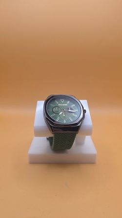 Steve Madden Men's Watch Green Dial Black Case Silicone Band
