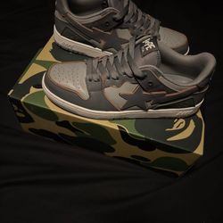 Bape Bapesta Sk8 Sta Sneaker Size 10 Grey And Gold