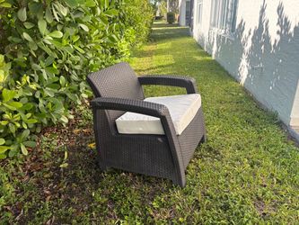 Outdoor Wicker Armchair with Cushion. CASH ONLY