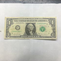 One Dollar Bill Star Note
