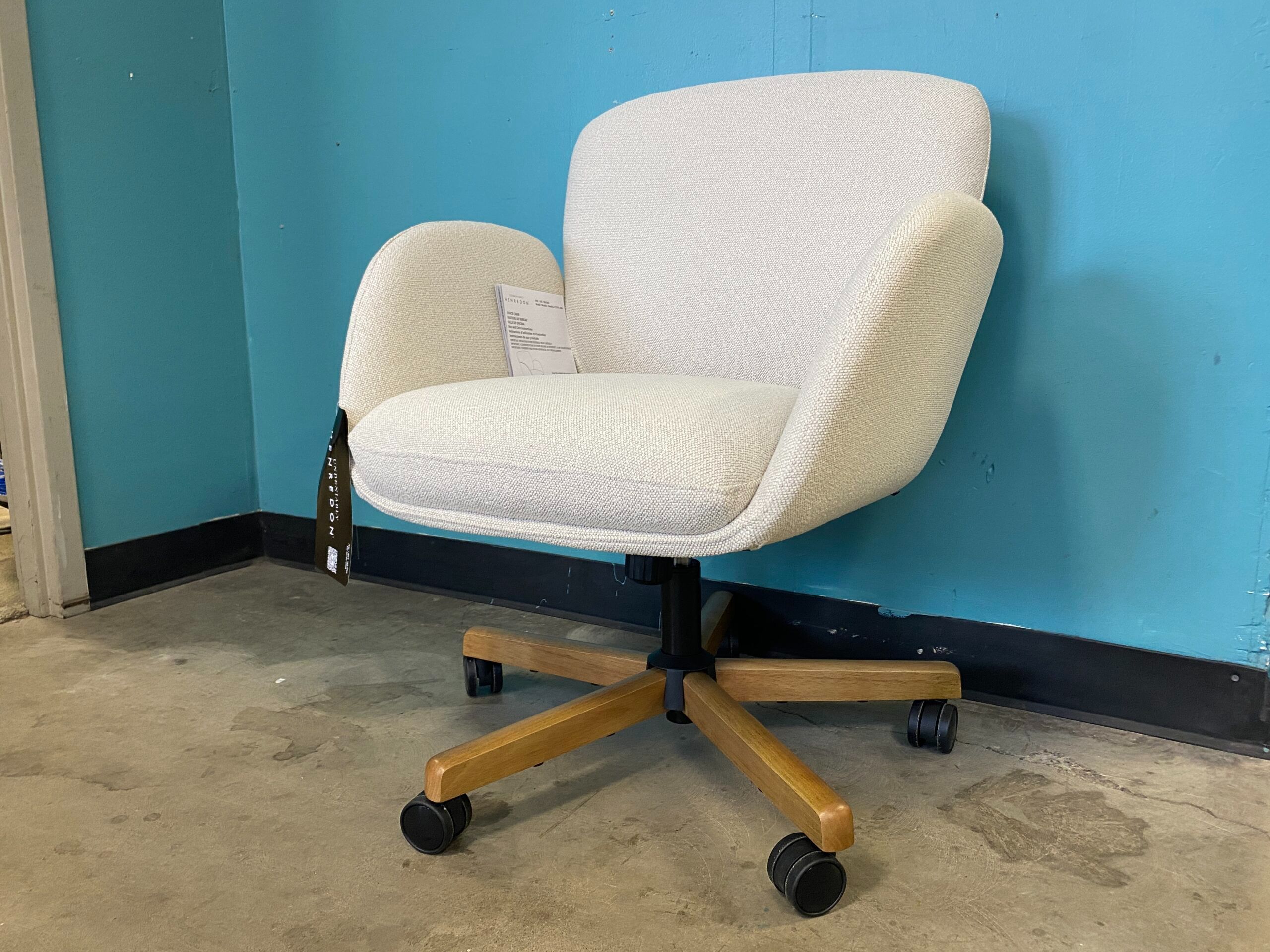 HENREDON Ivory Woven Upholstered Office Chair