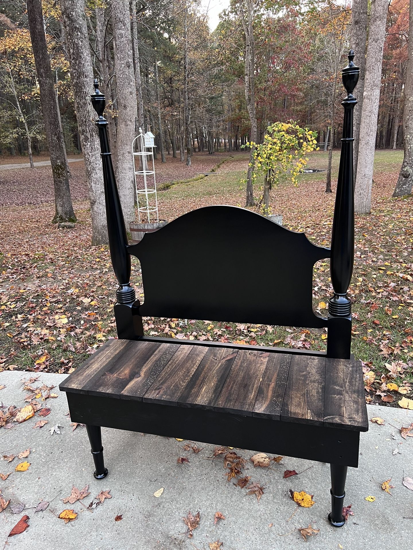 🎄 Vintage recycled farmhouse poster twin bed bench 