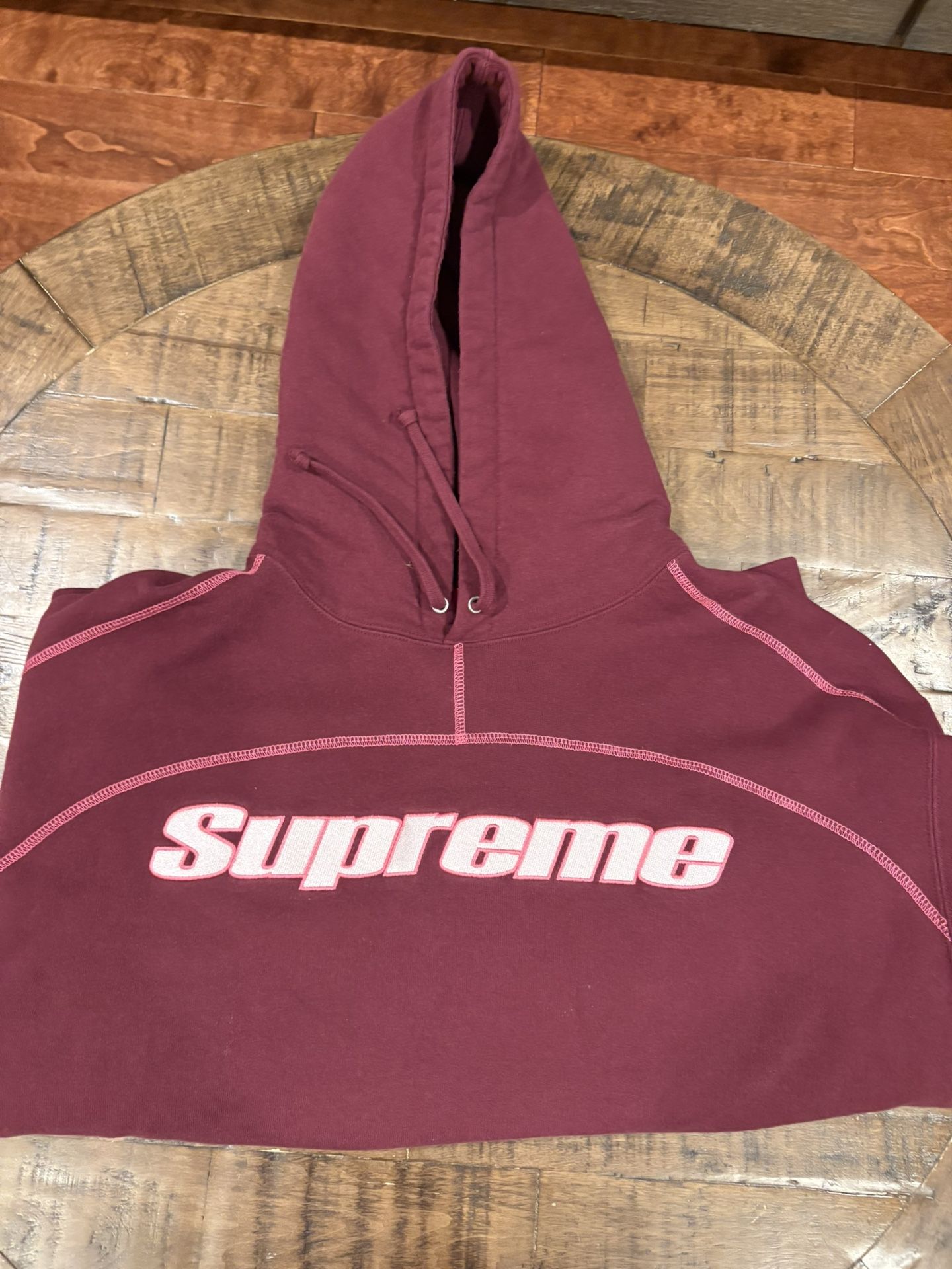Supreme FW25’ week 15 Size L Supreme Overlock Hooded Sweatshirt Burgundy