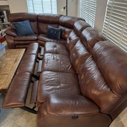 Leather Recliner Sofa w/4 Recliners!