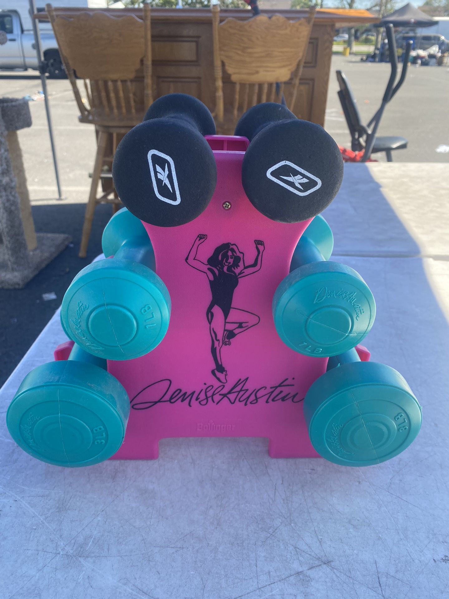 1990’s Denise Austin Dumbbell Weight Set 1,3,5 Pounds With Rack