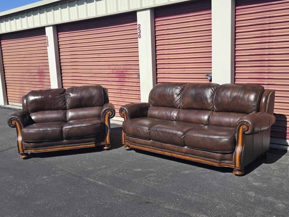 Leather Sofa and Loveseat Set